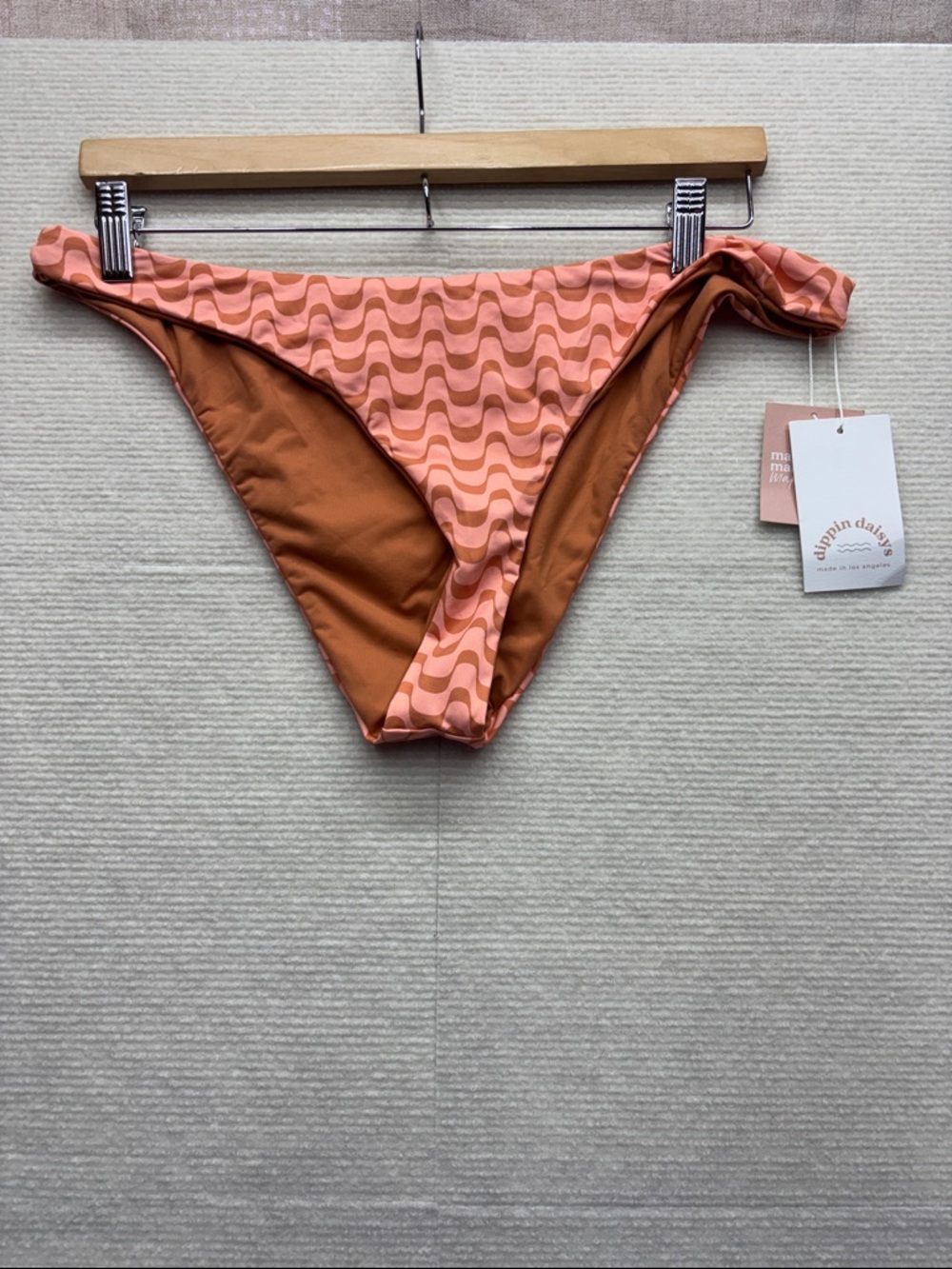 New Dippin' Daisy's | XL peach & Rust Wave-Print Bikini Bottom